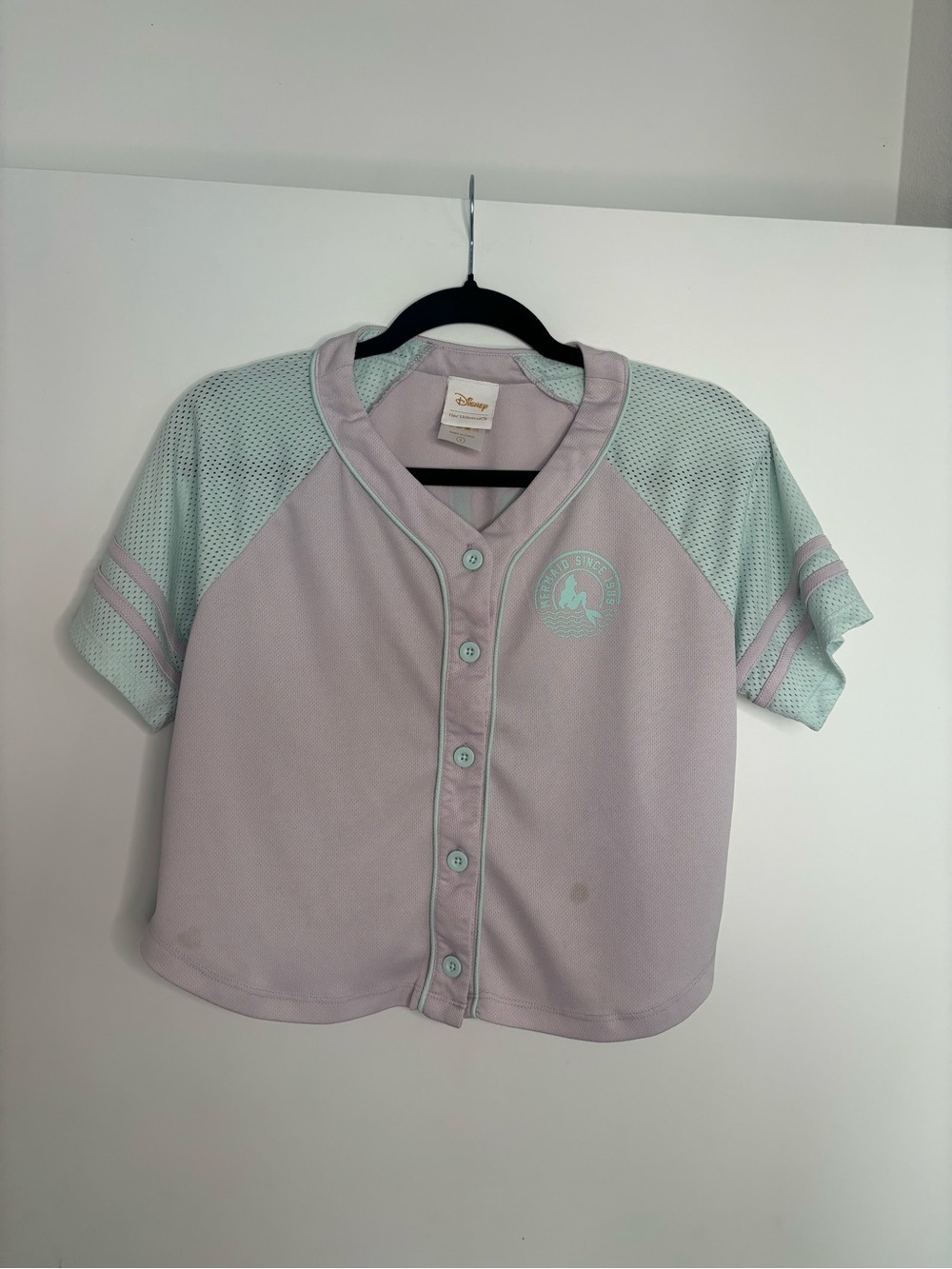 Her Universe Lavender and Mint the little mermaid Button-Front Baseball Shirt